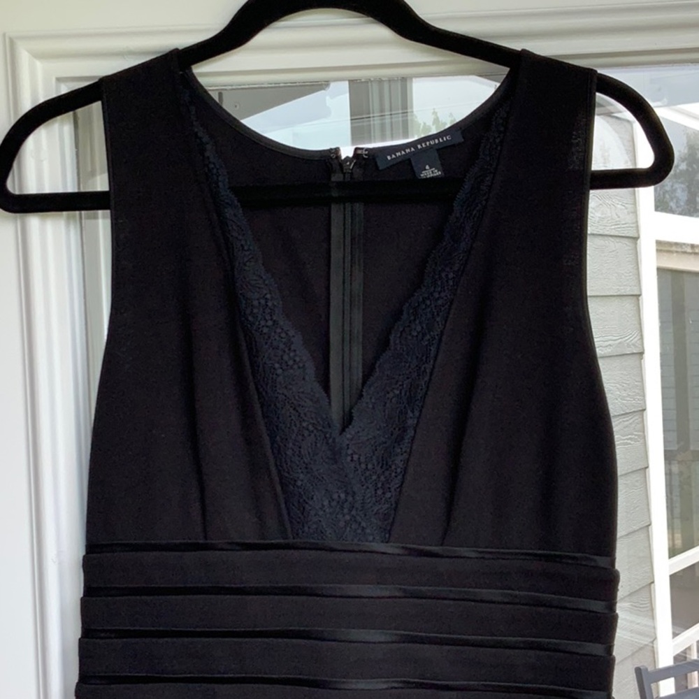 Black banana republic dress with lace V neck
